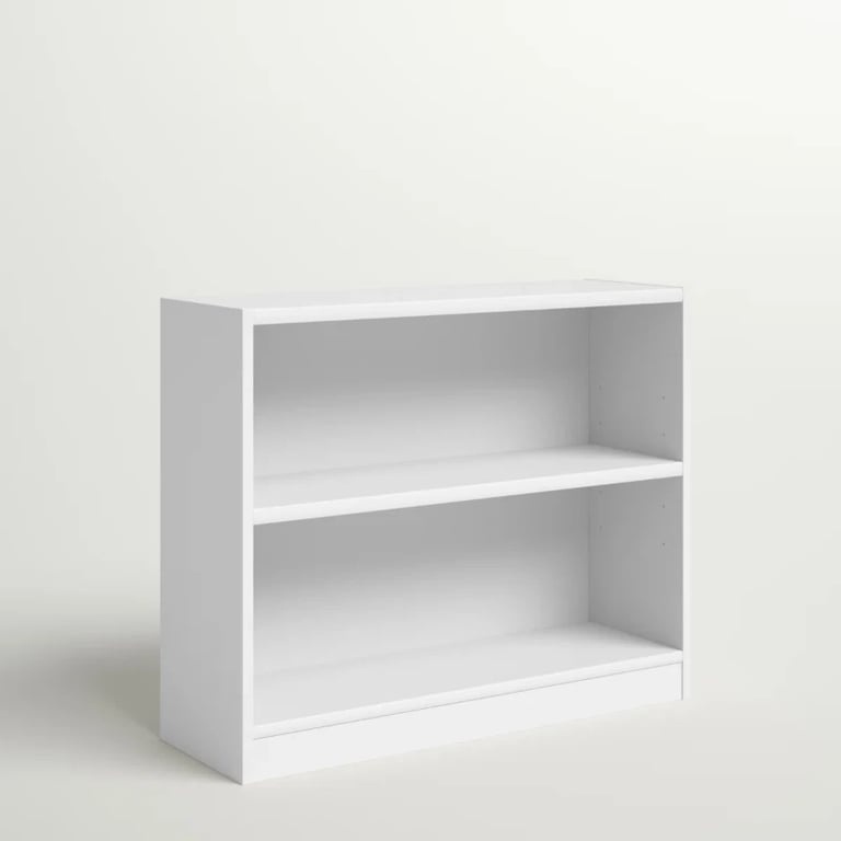 Paulica White Low Bookshelf – Natural Wood