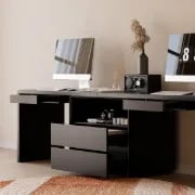 Picture of Clajy – Natural Wood Desk -Modern Desk with 4 Drawers & 1 Cabinet