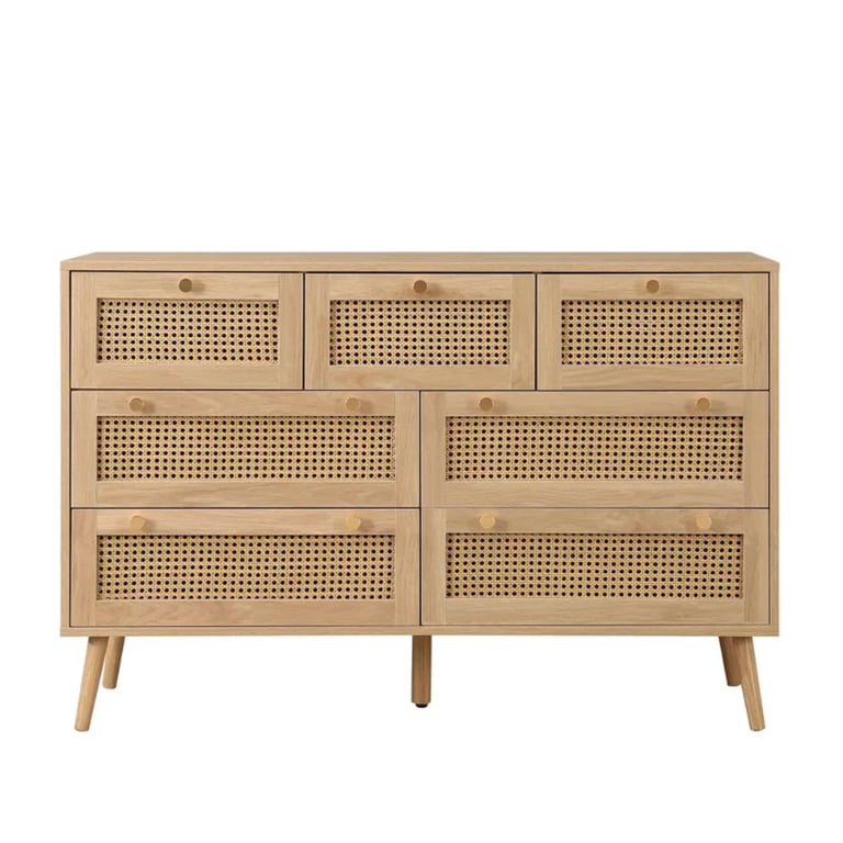 Avenya – Natural Rattan & Wood 6-Drawer Chest