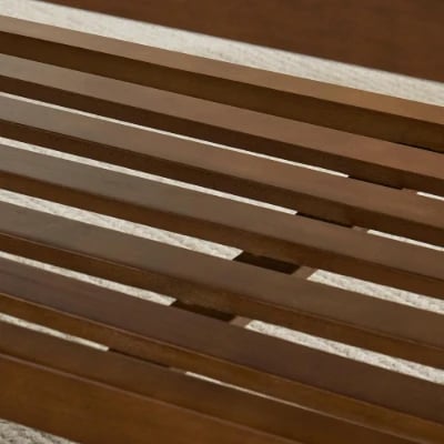 صورة ميلو – مقعد أحذية من الخشب الطبيعي مع بطانة قماش