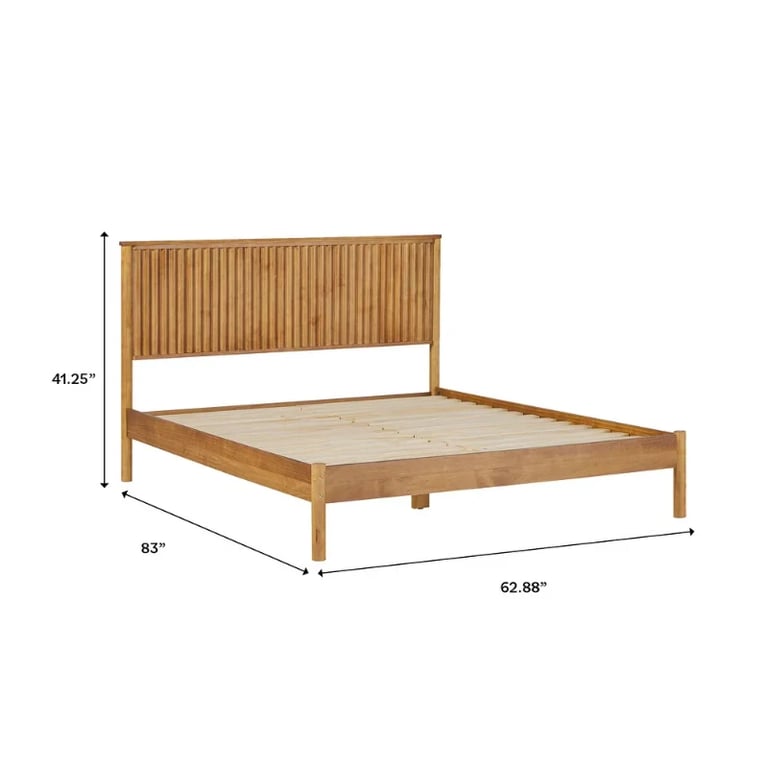 Arden Natural Wood Bed – Vertical Slat Headboard