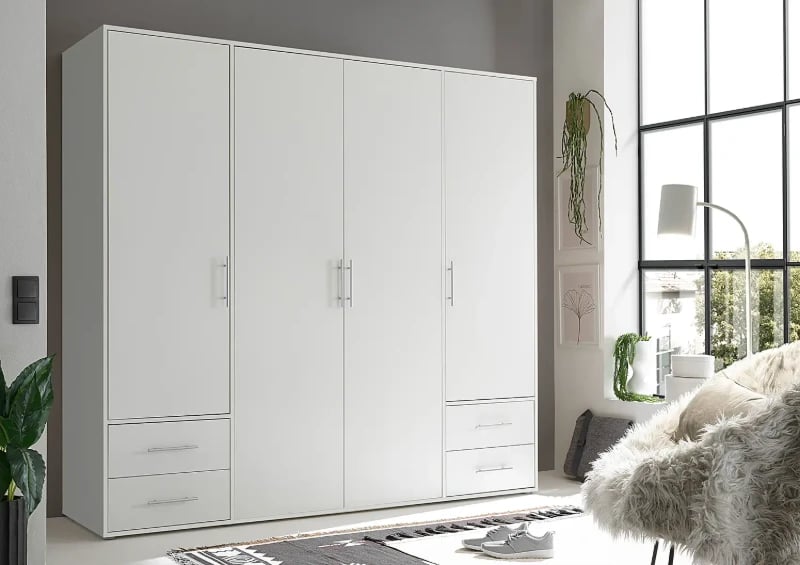 Picture of Provalo three-door wardrobe with four drawers Natural wood