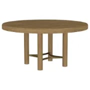 Selora Round Dining Set – Natural Wood with Gold Accents
