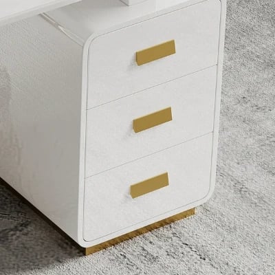 Picture of Jivar – Natural Wood Desk with White & Gold Finish and Castor Feet