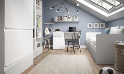 Aero Study Desk – Natural Wood Drawer & Side Cabinet