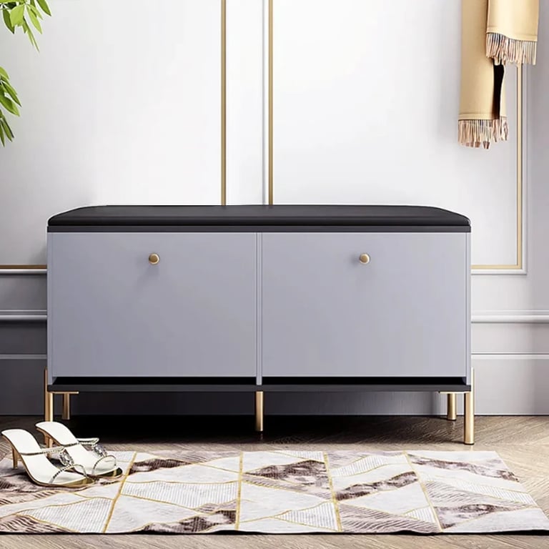 Arvo – Natural Wood Storage Bench with Gold Metal Legs
