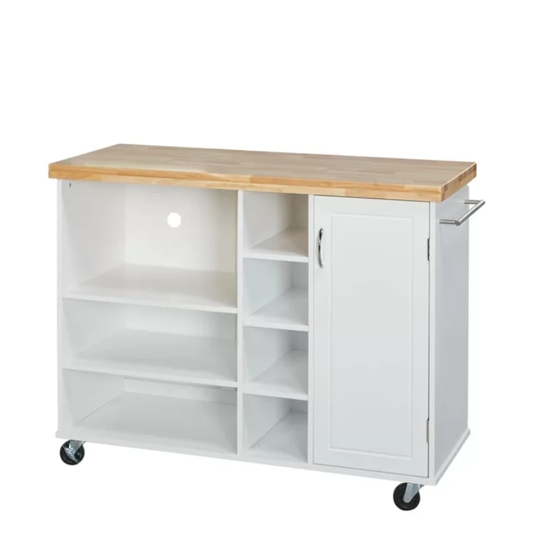 Moulden Small Kitchen Island with Wheels - Natural Wood