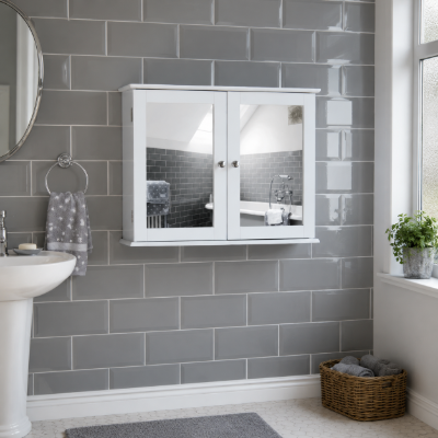 Picture of Monda – Wall-Mounted Bathroom Cabinet with Double Mirrored Doors