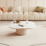 Eclipse – Modern Coffee Table Set with Marble-Effect Top – Natural Wood