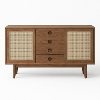 Classy - Natural wood with Rattan sideboard