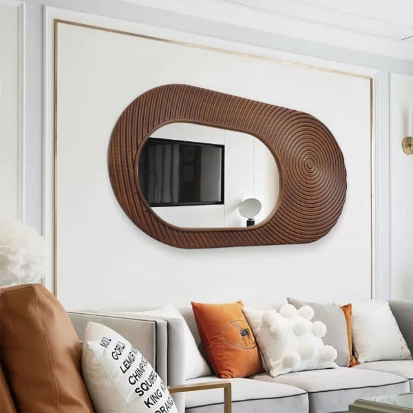 Swirl Wooden Oval Mirror