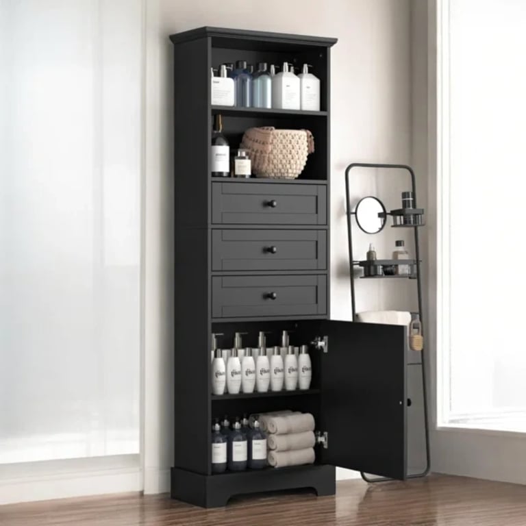 صورة خزانة حمام خشب طبيعي -آرميا