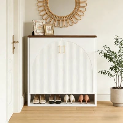 Arcelle – Modern Natural Wood Shoe Cabinet