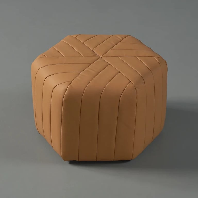 Maven – Upholstered ottoman with a simple and elegant design and a natural wood frame.