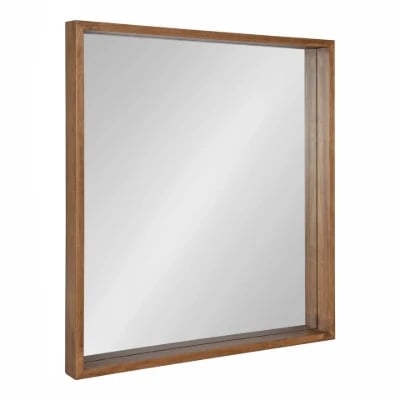 Kate and Laurel Hutton Rustic Wood Square Mirror