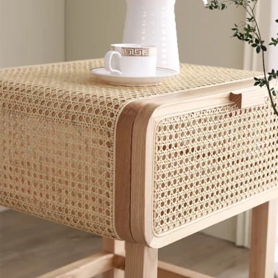 Picture of Amélie - Natural Wood & Rattan Side Table