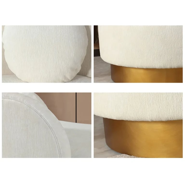 Picture of Dermo Modern White & Gold Velvet Curved Sofa for 3 Seaters with Pillows