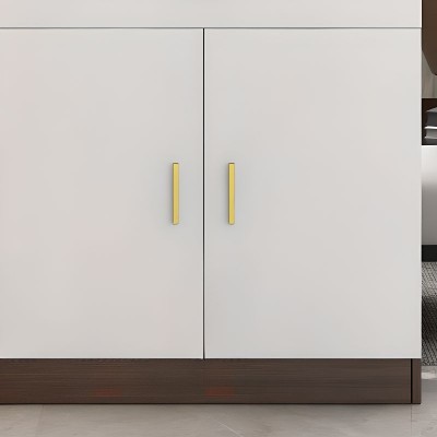 Élévé Display Divider Cabinet – Natural Wood with Decorative Panel.