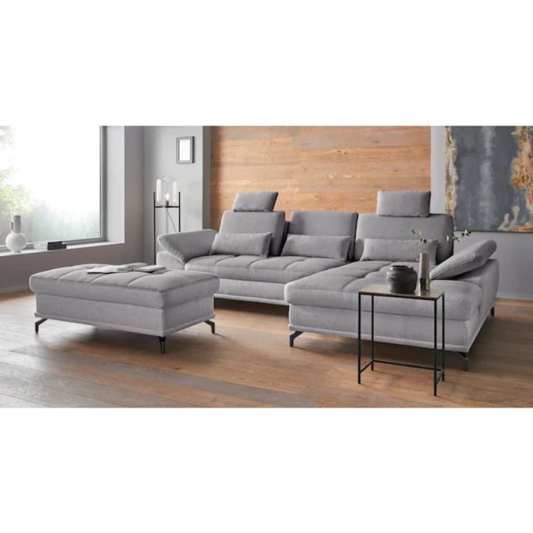 Picture of Bianco Modern L-Shaped Sectional – Natural Wood Base