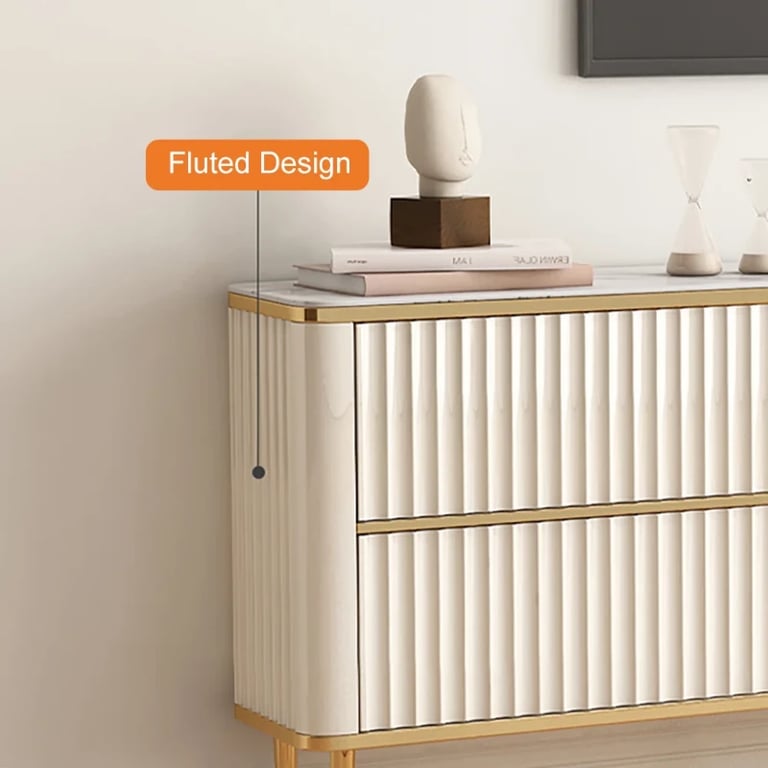 Picture of Monella TV Stand – Natural Wood with Cabinet Door and Storage Drawers