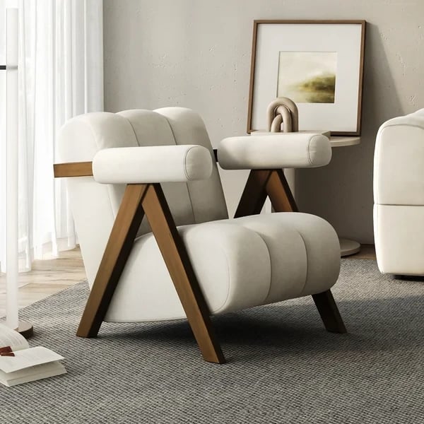 Picture of Sovana Cozy Armchair – Cylindrical Design with Wooden Legs