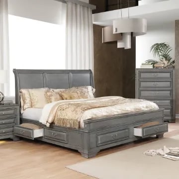 Picture of Oslo Natural Wood Bed – with Storage Drawers