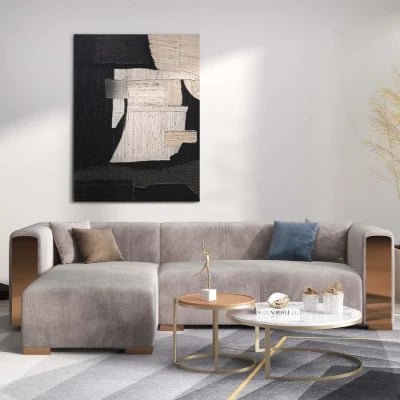 Picture of Luniva L-Shaped Sectional Sofa with Left Chaise – Gold Legs