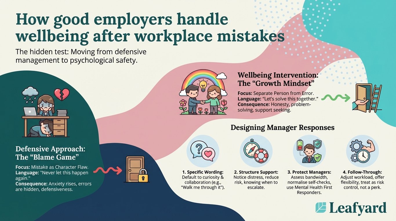 How good employers handle wellbeing after workplace mistakes illustration