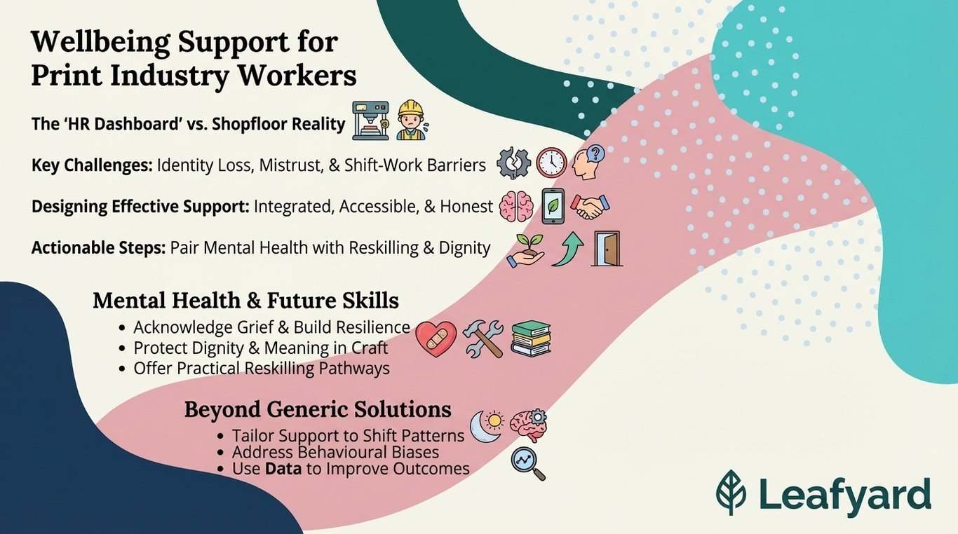Wellbeing Support for Print Industry Workers illustration