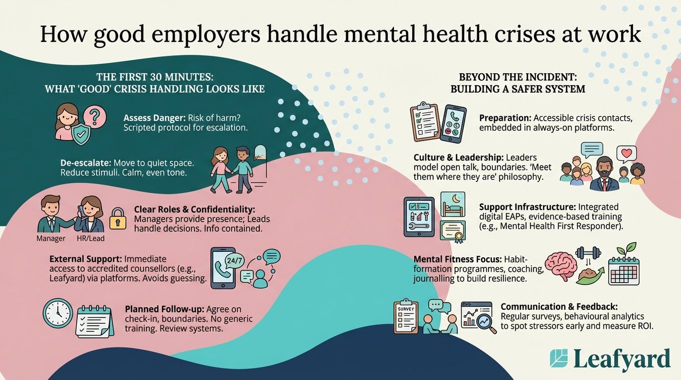 How good employers handle mental health crises at work illustration