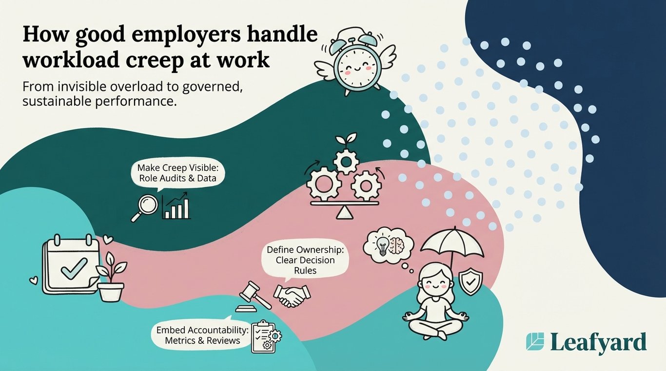 How good employers handle workload creep at work illustration