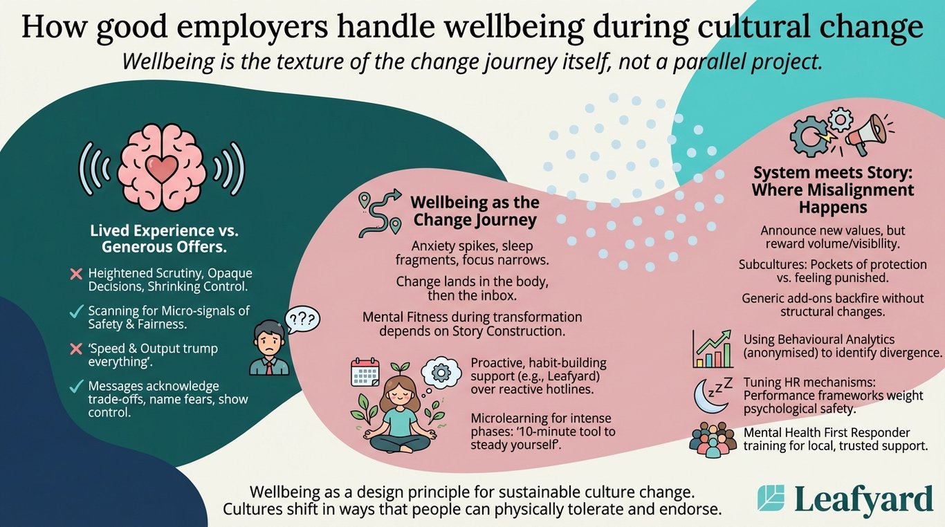 How good employers handle wellbeing during cultural change illustration
