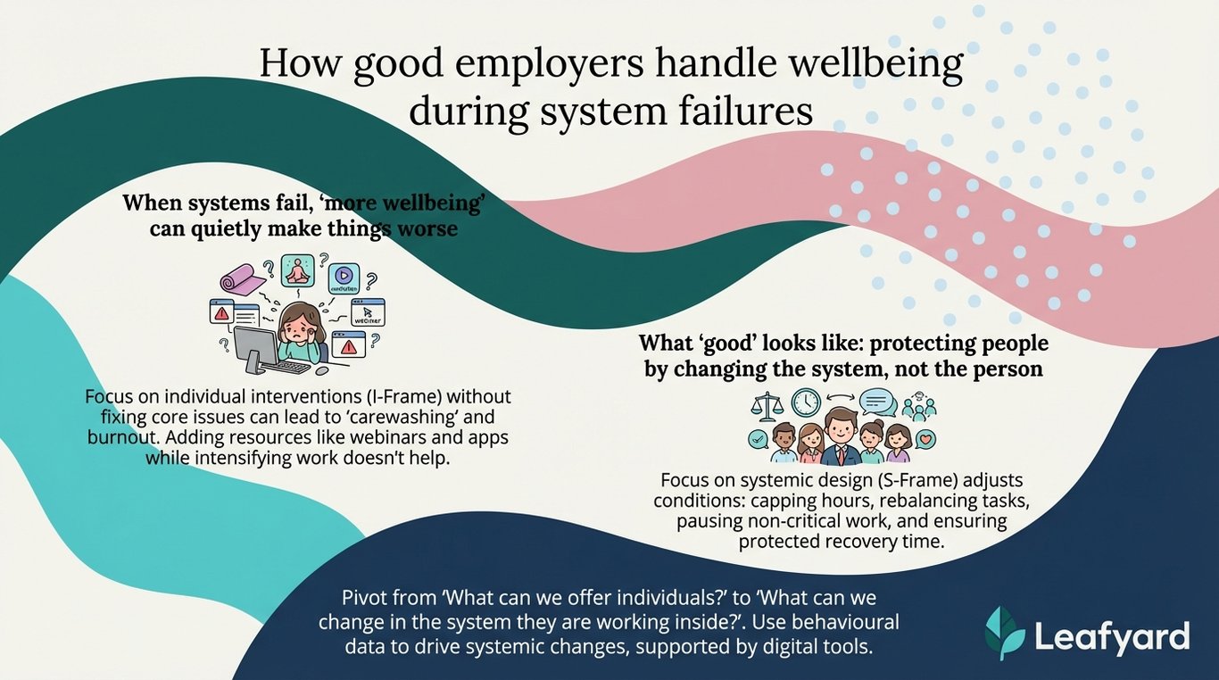 How good employers handle wellbeing during system failures illustration