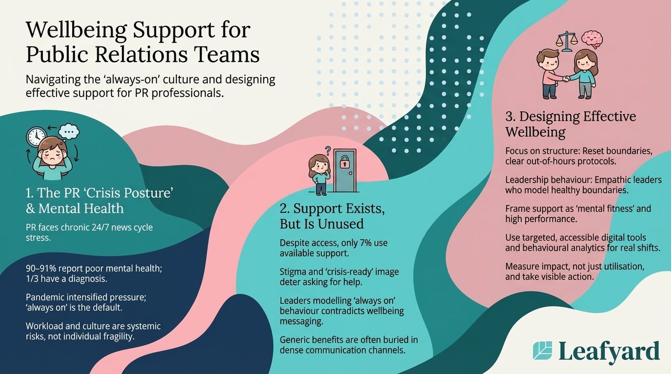 Wellbeing Support for Public Relations Teams illustration