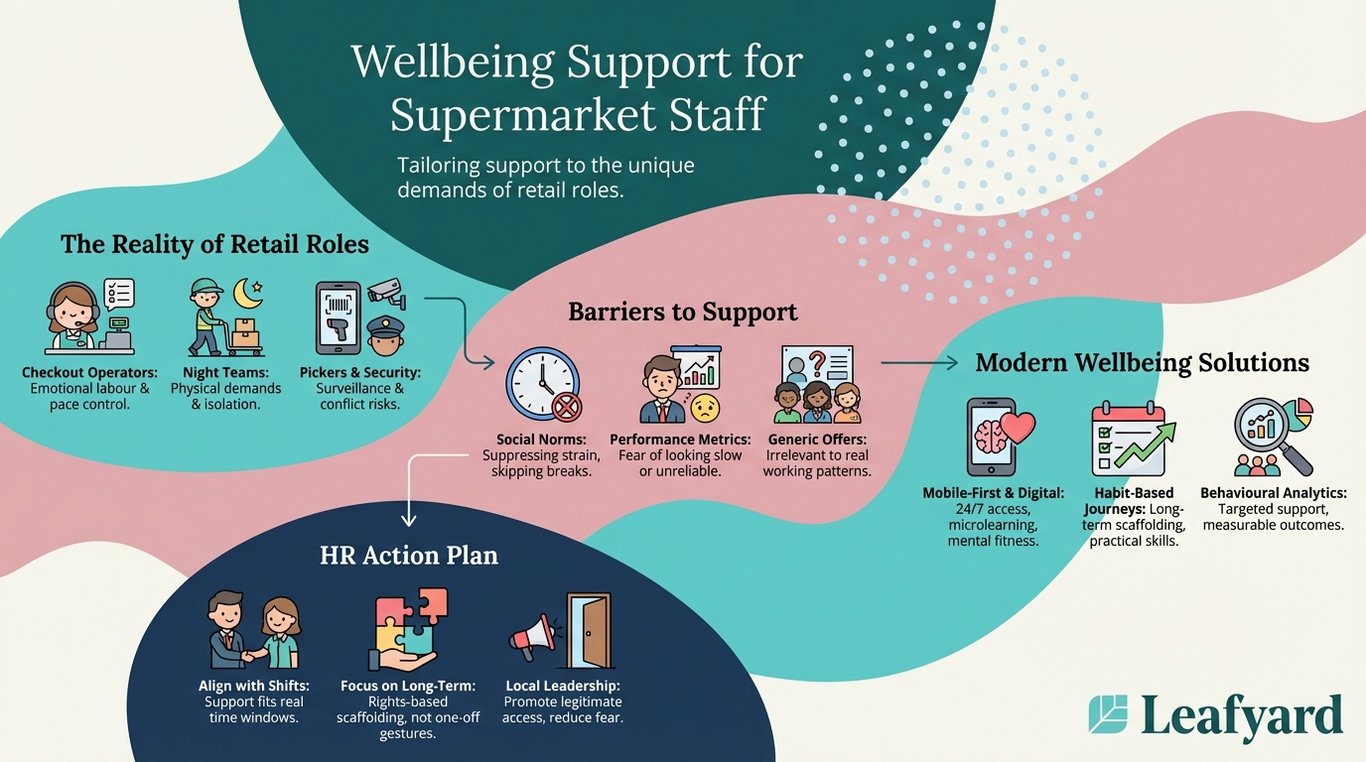 Wellbeing Support for Supermarket Staff illustration