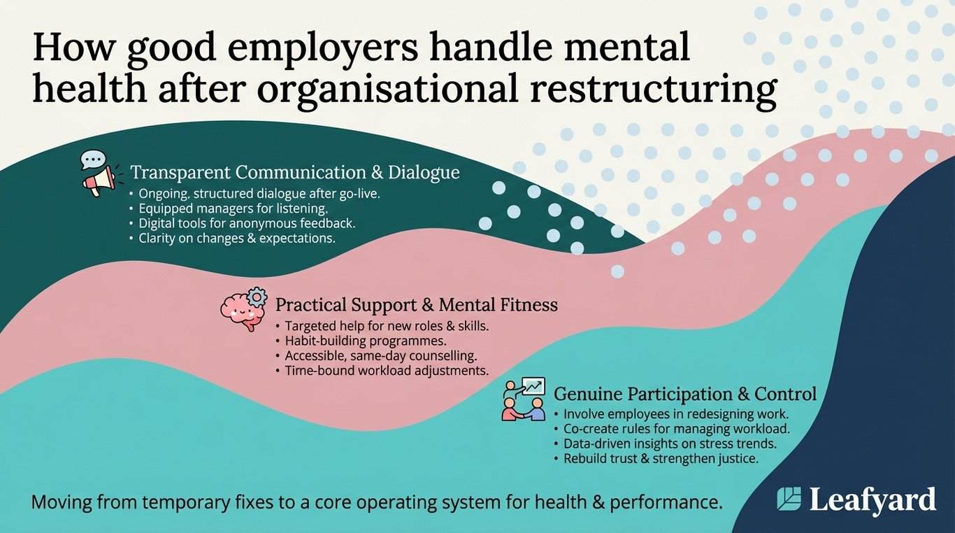 How good employers handle mental health after organisational restructuring illustration