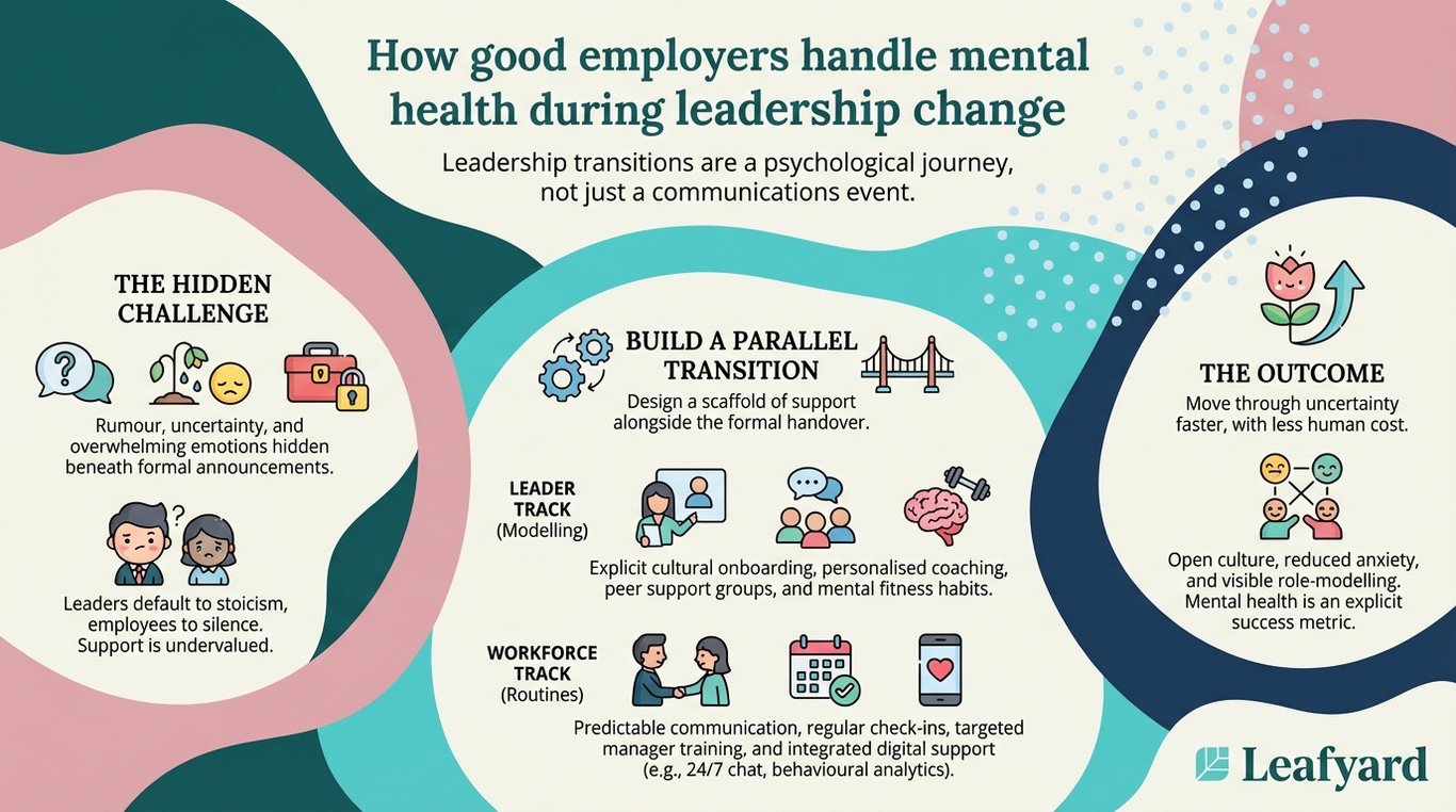 How good employers handle mental health during leadership change illustration