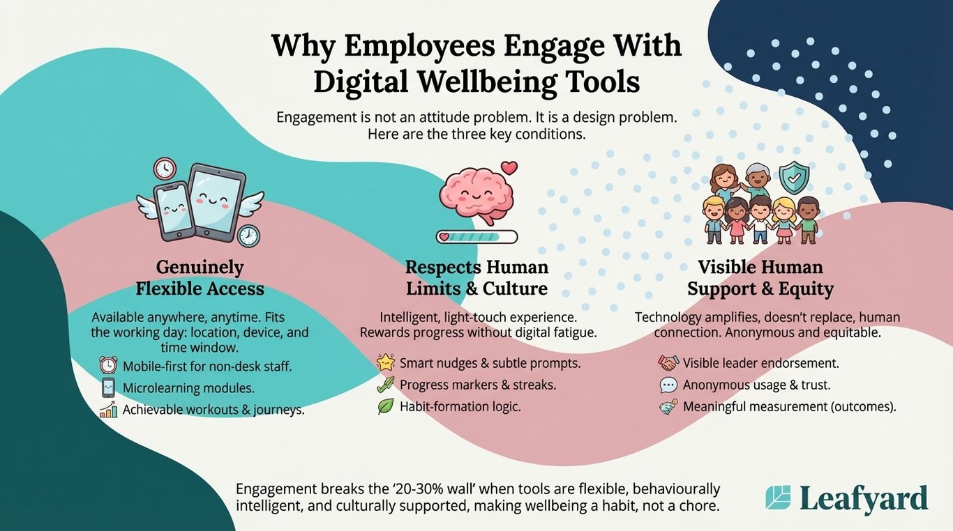Why Employees Engage With Digital Wellbeing Tools illustration