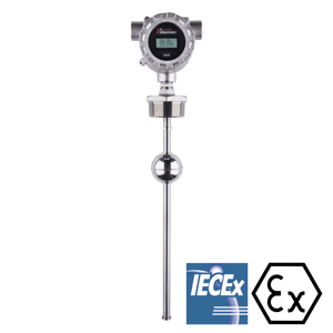 Explosion proof continuous vertical liquid level sensor with integrated display
