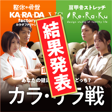 【結果発表】健康増進店舗の頂上決戦！ 整体サロンの「カラダファクトリー」vsリラクゼーションスタジオの「リラク」“カラ・リラ戦” 