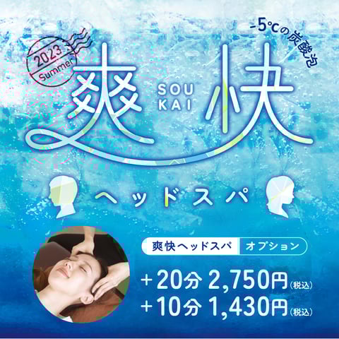 【夏季限定】冷たくて気持ちいい〜♪爽快ヘッドスパキャンペーン！