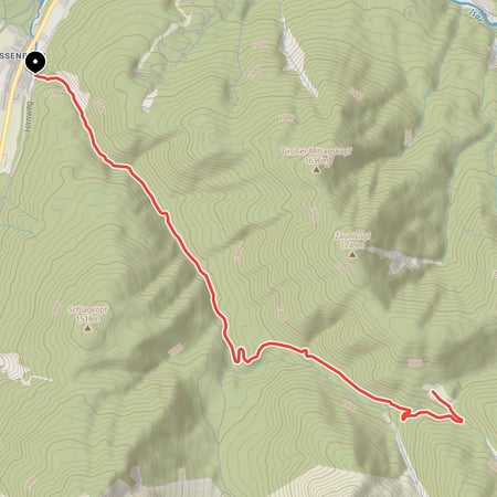 Durch das Gießenbachtal bei Scharnitz zur Oberbrunnalm unterhalb von Kreidenkopf und Zäunlkopf
