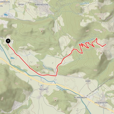 Vom Ortsteil Hammer der Gemeinde Fischbachau über Geitau hinauf zu den nicht bewirteten Spitzingalmen