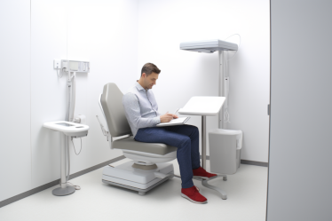 a worker in a doctors consultant room on long term sick leave