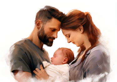 couple with newborn baby