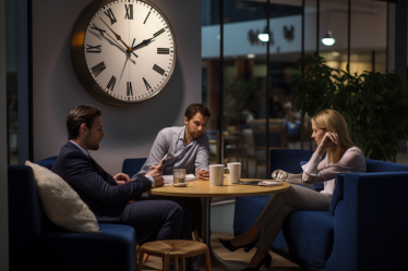 office workers enjoying a break