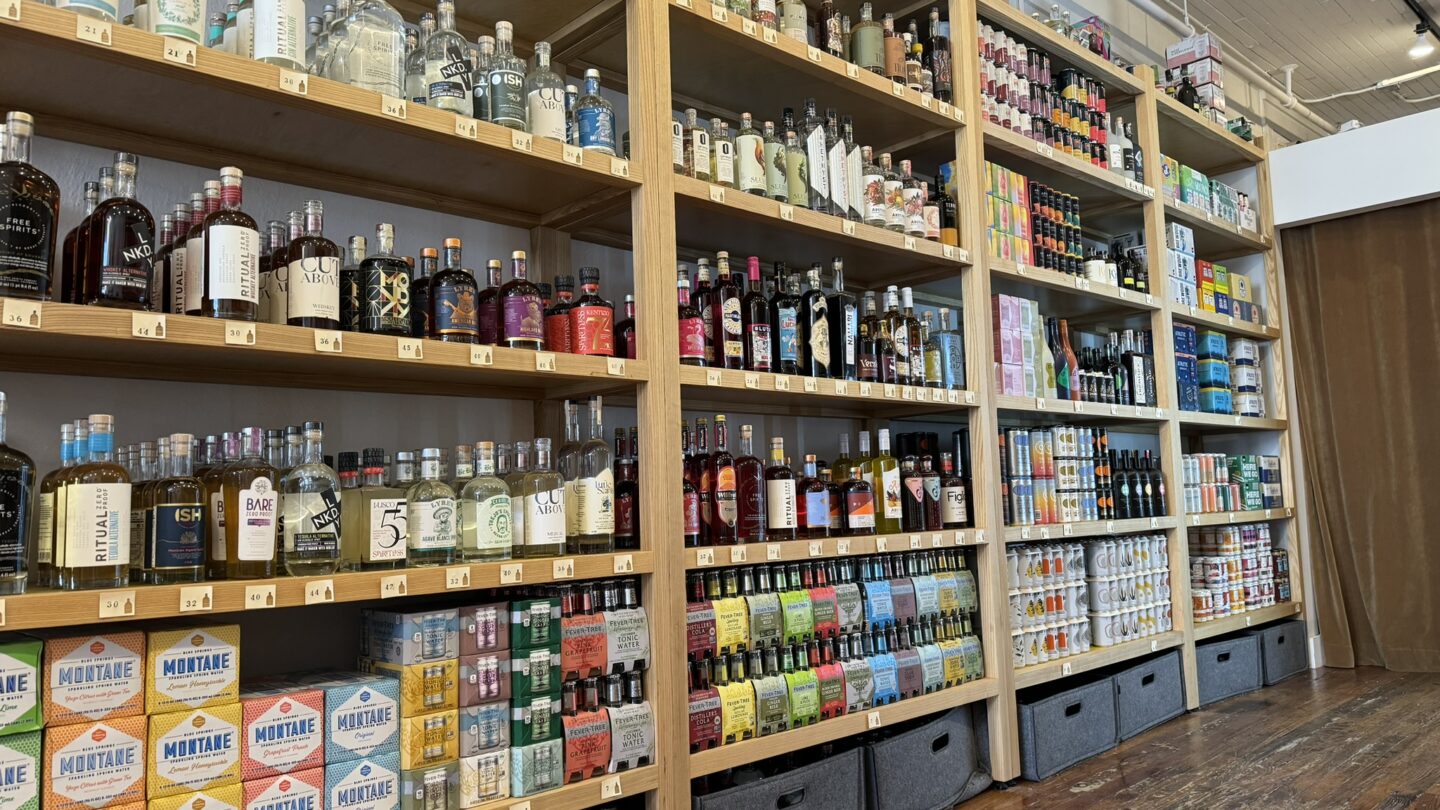 Nonalcoholic drinks on a shelf