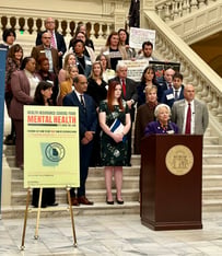 The Carter Center organized Georgia's first-annual Mental Health Parity Day event at the state Capitol. The center is backing additional mental health system reforms this legislative session. (Jess Mador/WABE).