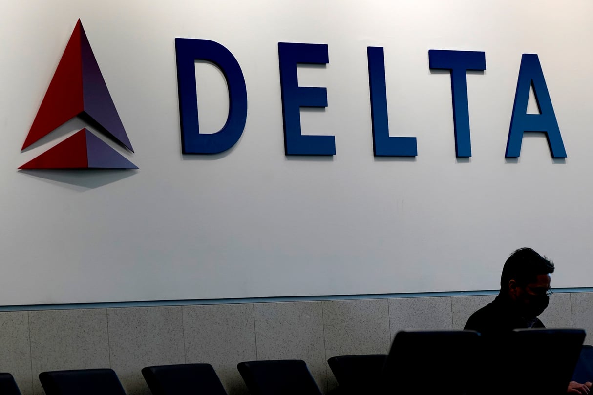 The Delta logo at the Atlanta airport.