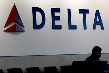 The Delta logo at the Atlanta airport.